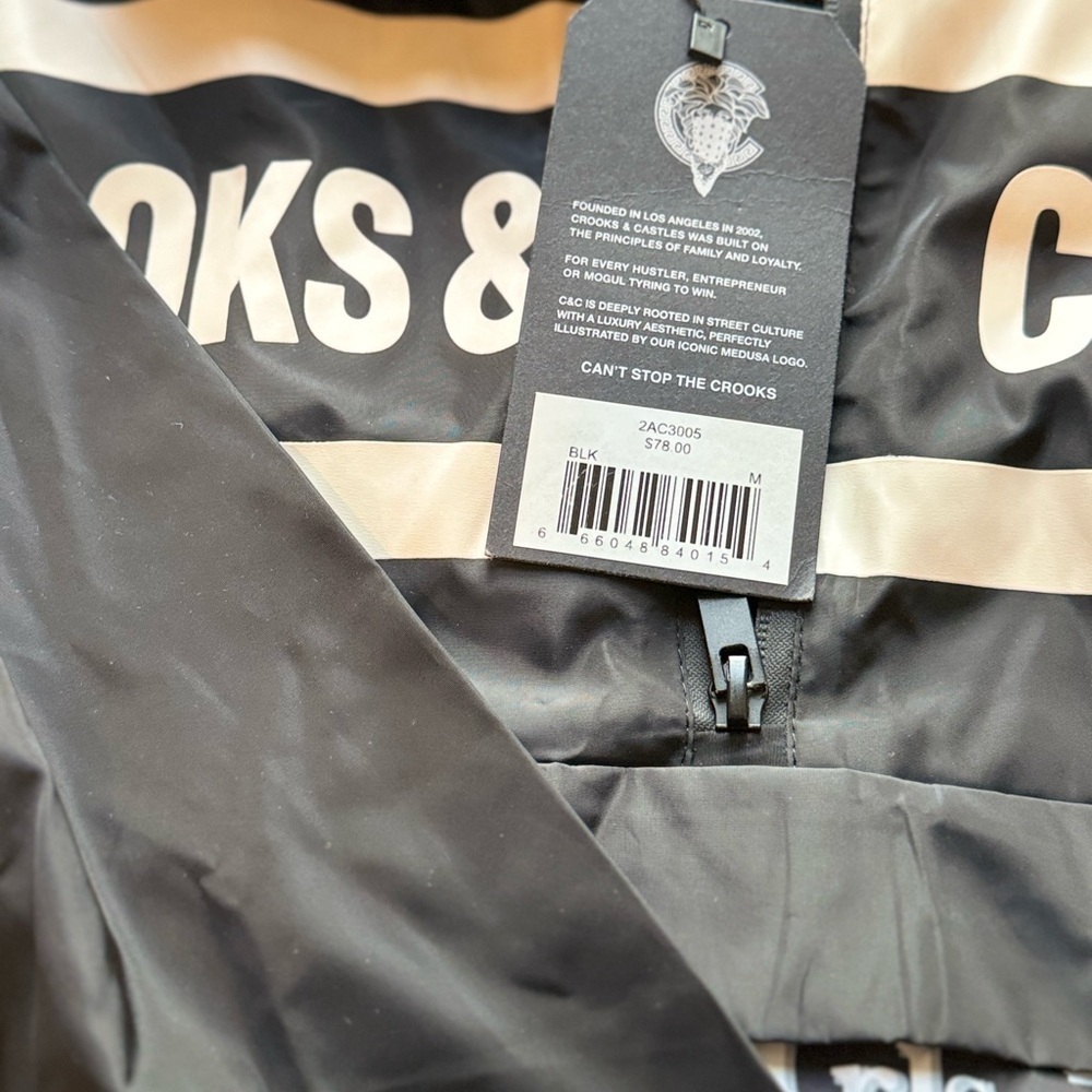 Crooks & Castles Half-Zip Windbreaker Jacket – Black/White - Picture 9 of 11